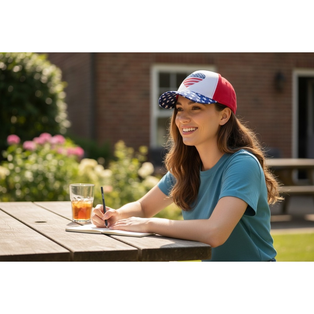 Gertex Heart American Flag Baseball Cap Kids 4-6x Red White Blue NWT Patriotic